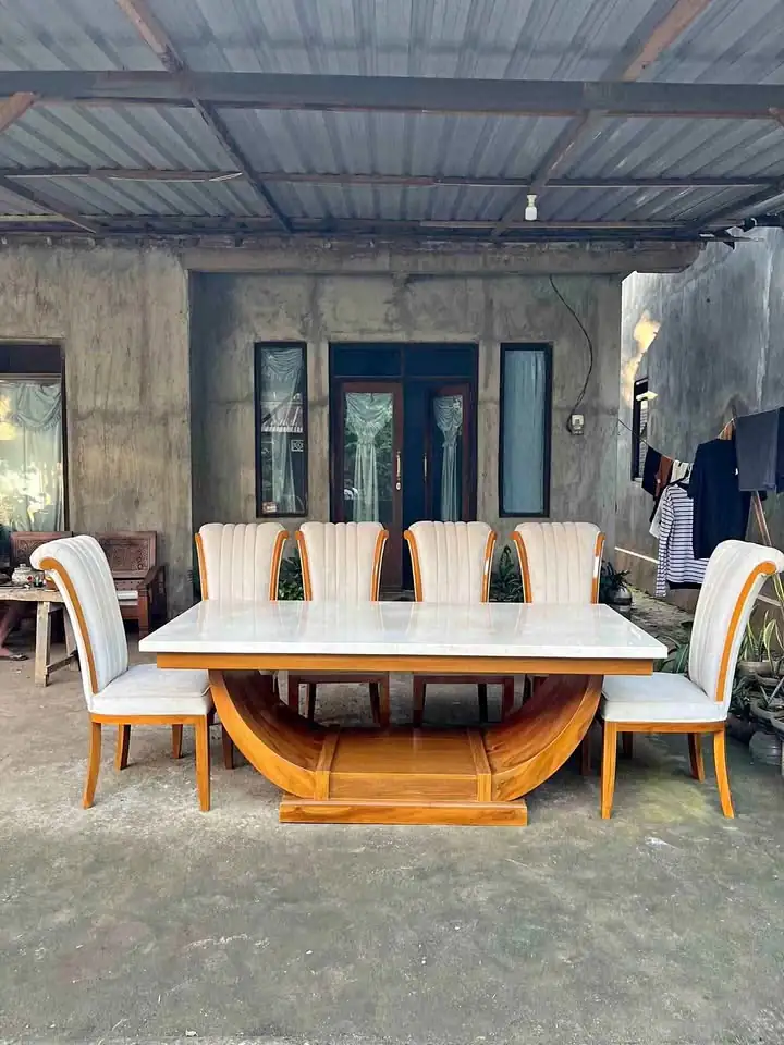 Meja makan elegan luxury furniture custom