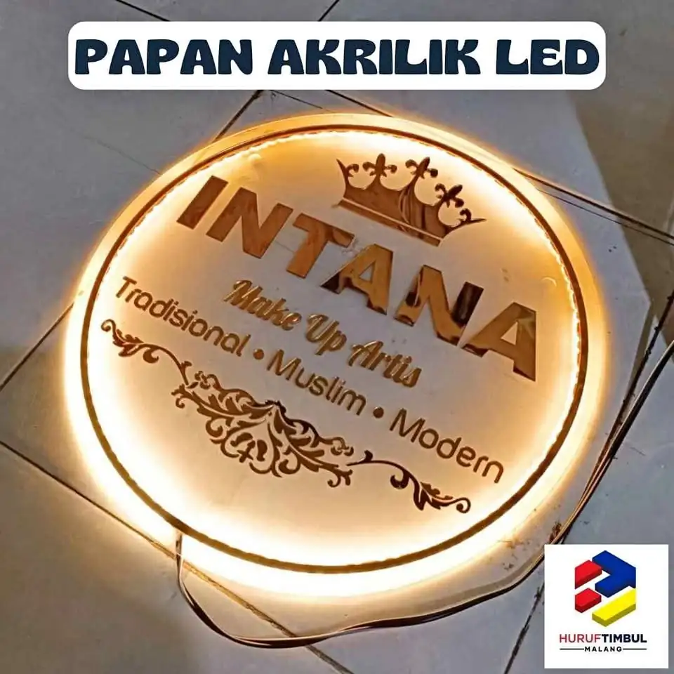 Jual Papan Nama Akrilik Led, Papan Nama Bisa Nyala Lokasi Malang