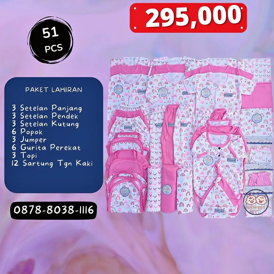 Sepaket 51pcs Perlengkapan Lahiran Lucu Pembayaran COD