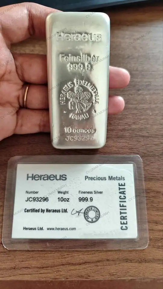 Perak Batangan 10Oz (311gr) Heraeus