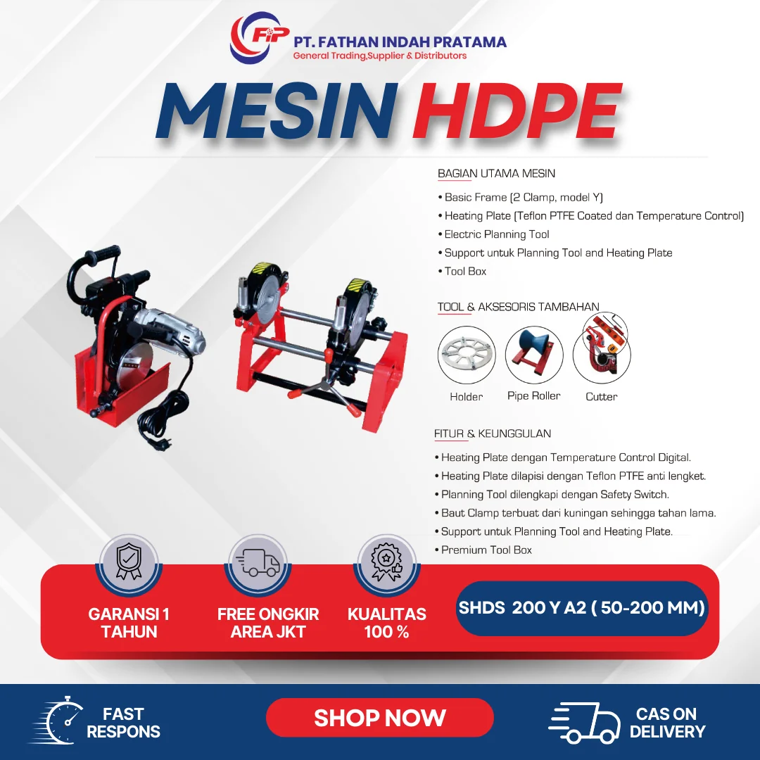 Mesin Las Pemanas Penyambung Pipa HDPE SHDS 200 Y A2 ( 50 – 200 )