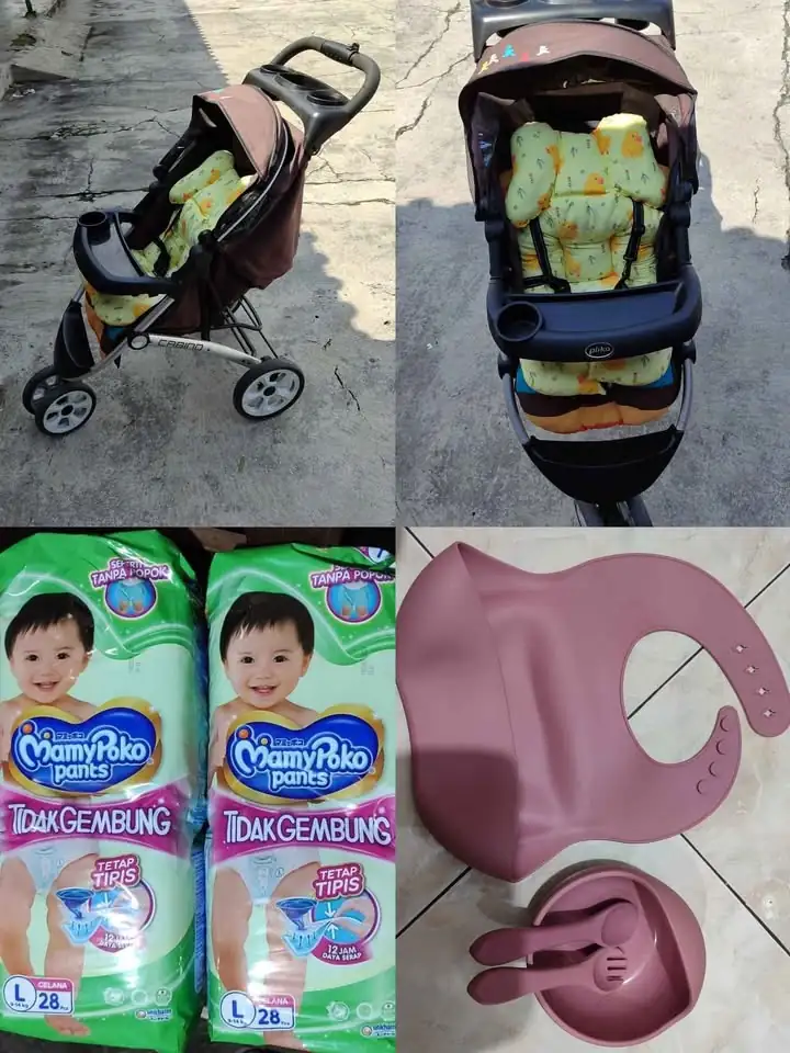 STROLLER, POPOK MAMYPOKO DAN SET ALAT MAKAN BAYI SILIKON Rp35.000