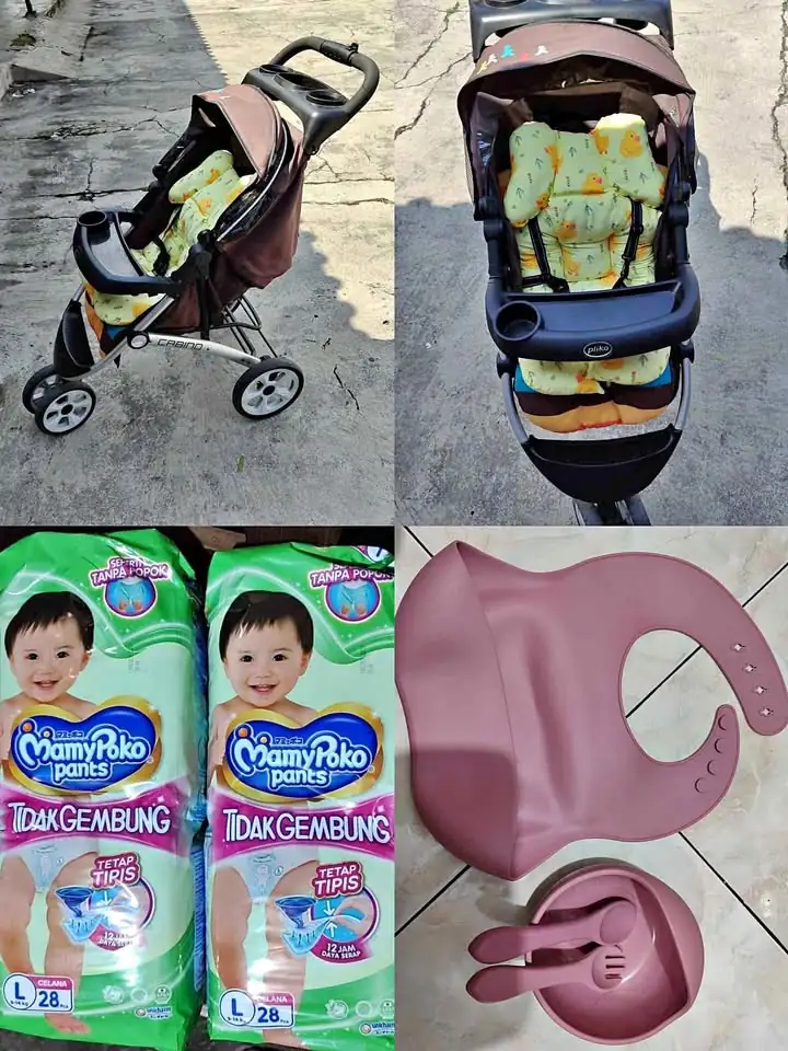 STROLLER, POPOK MAMYPOKO DAN SET ALAT MAKAN BAYI SILIKON Rp35.000
