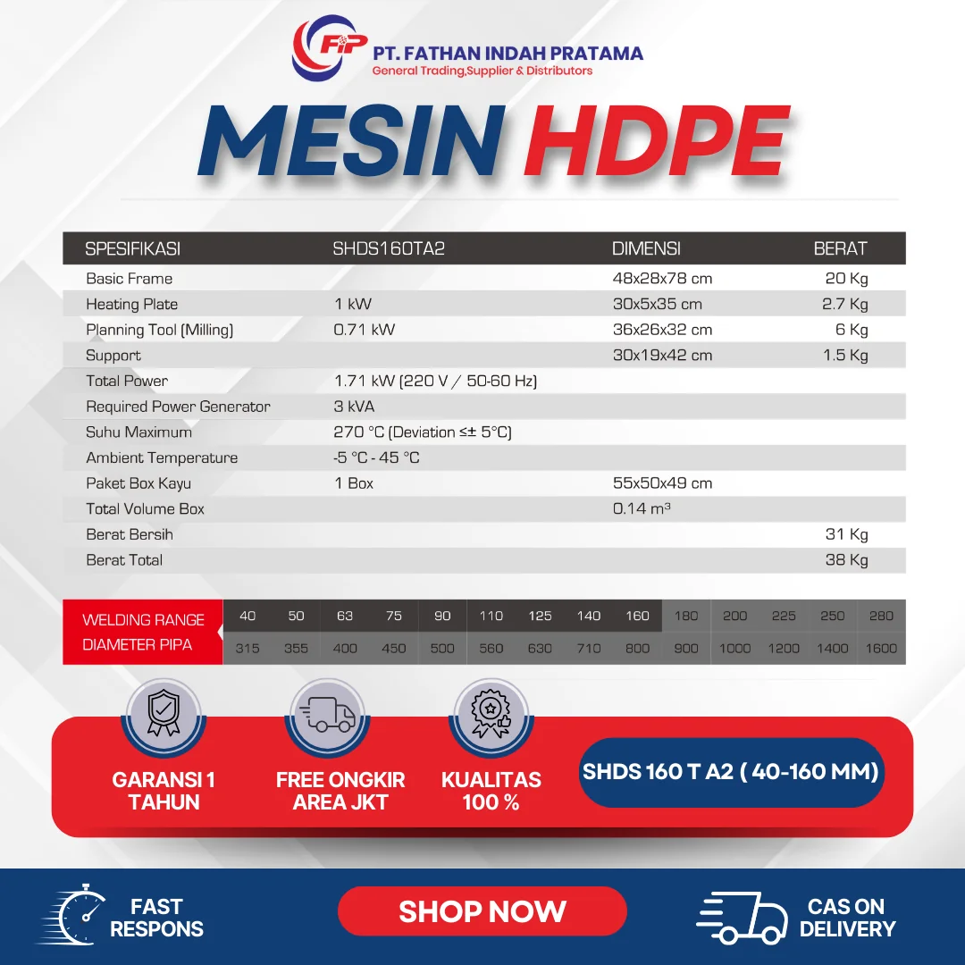 Alat Sambung Pipa HDPE SHDS 160 T A2 ( 40 – 160 ) 2 clam