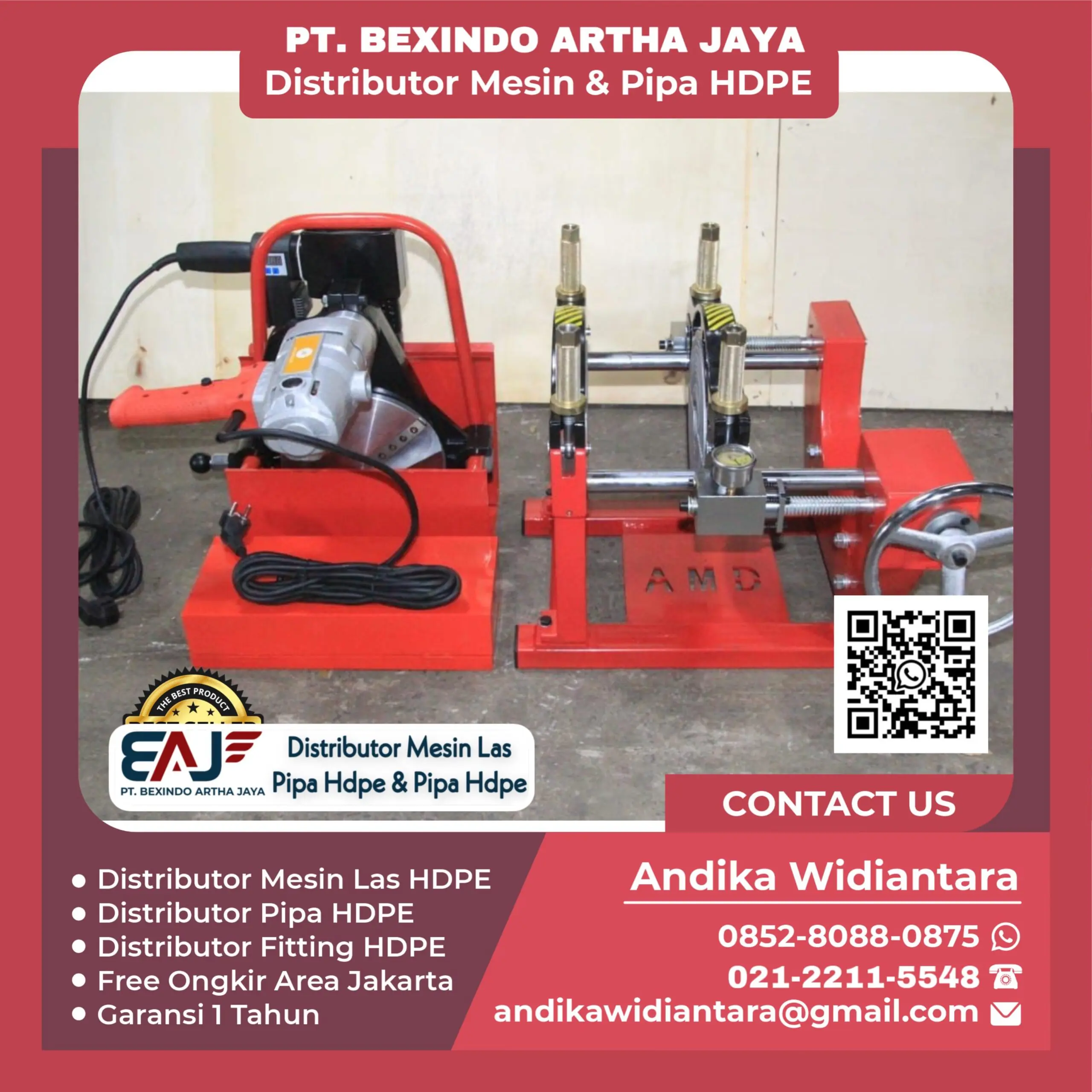 Mesin Las HDPE Type SHDS 160 Manual Ukuran Pipa 40 mm sampai 160 mm