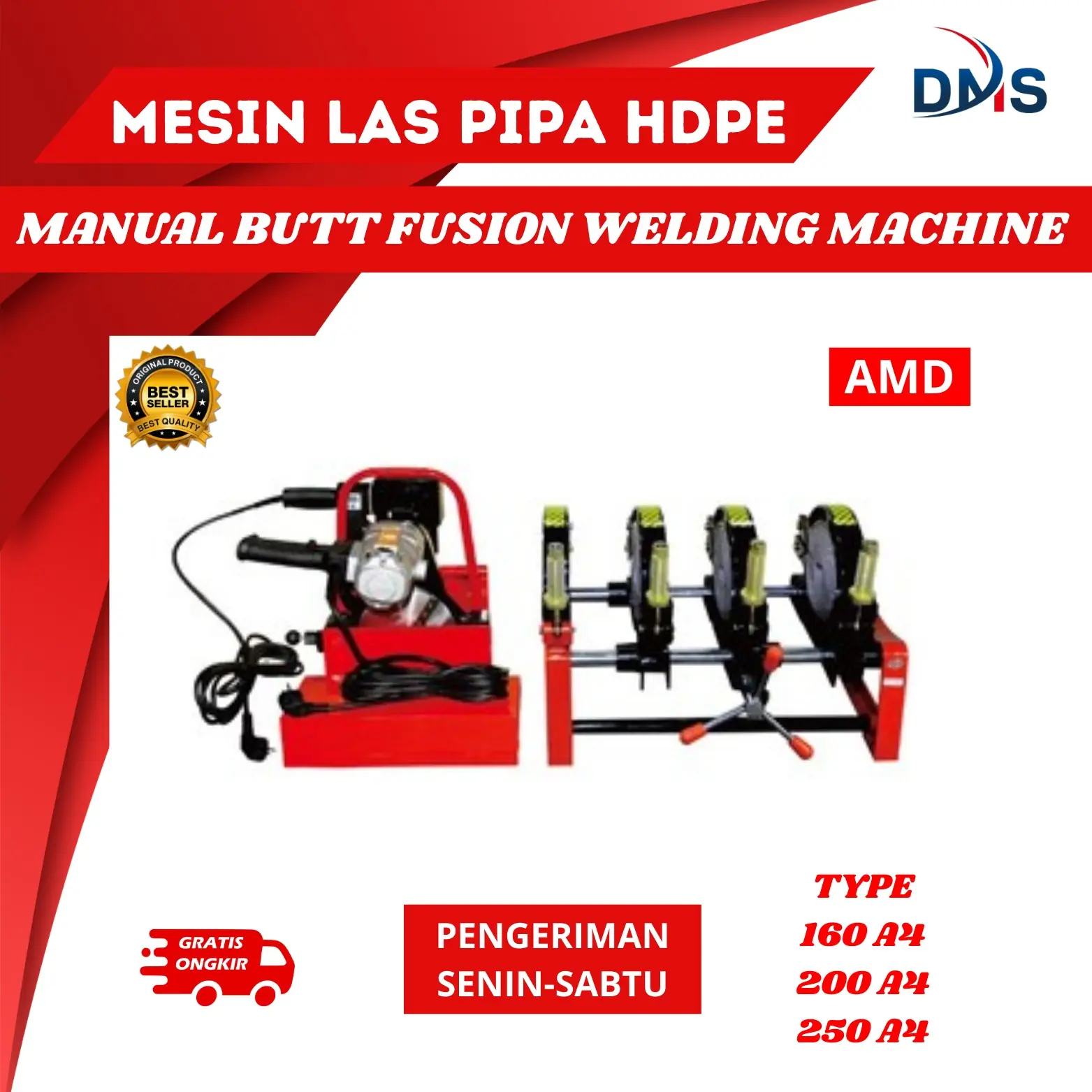 Mesin Las Pipa Hdpe 200mm Manual SHDS – Ready Stok di Jakarta