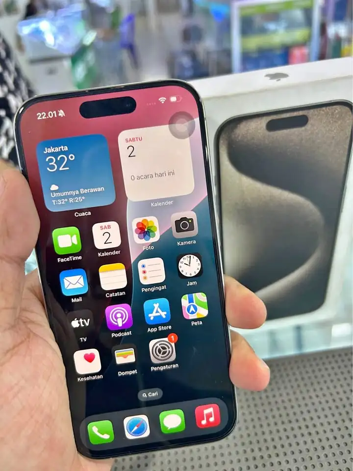 Iphone 15 PRO 128 IBOX (Natural Titanium) Mulus Fullset😍