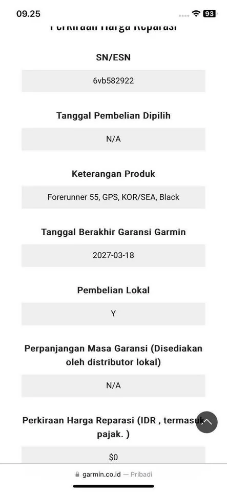 Garmin Forerunner 55 Black garansi On