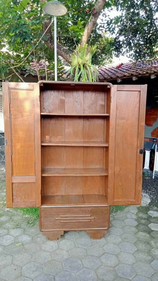 Jual Murah Lemari Almari Baju Kayu Jati Artdeco Lawasan Lawas Kuno