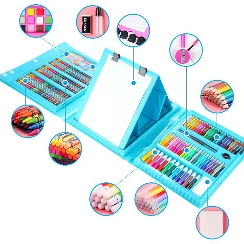 Crayon Anak Pengasah 208pcs Set Alat Menggambar Melkis Anak-anak Crayo