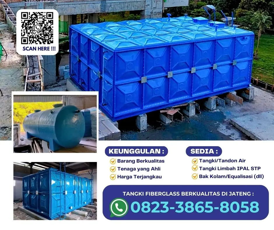 Pabrik Tangki Panel Fiberglass,Tangki Air Reservoir FRP di JAWA TENGAH