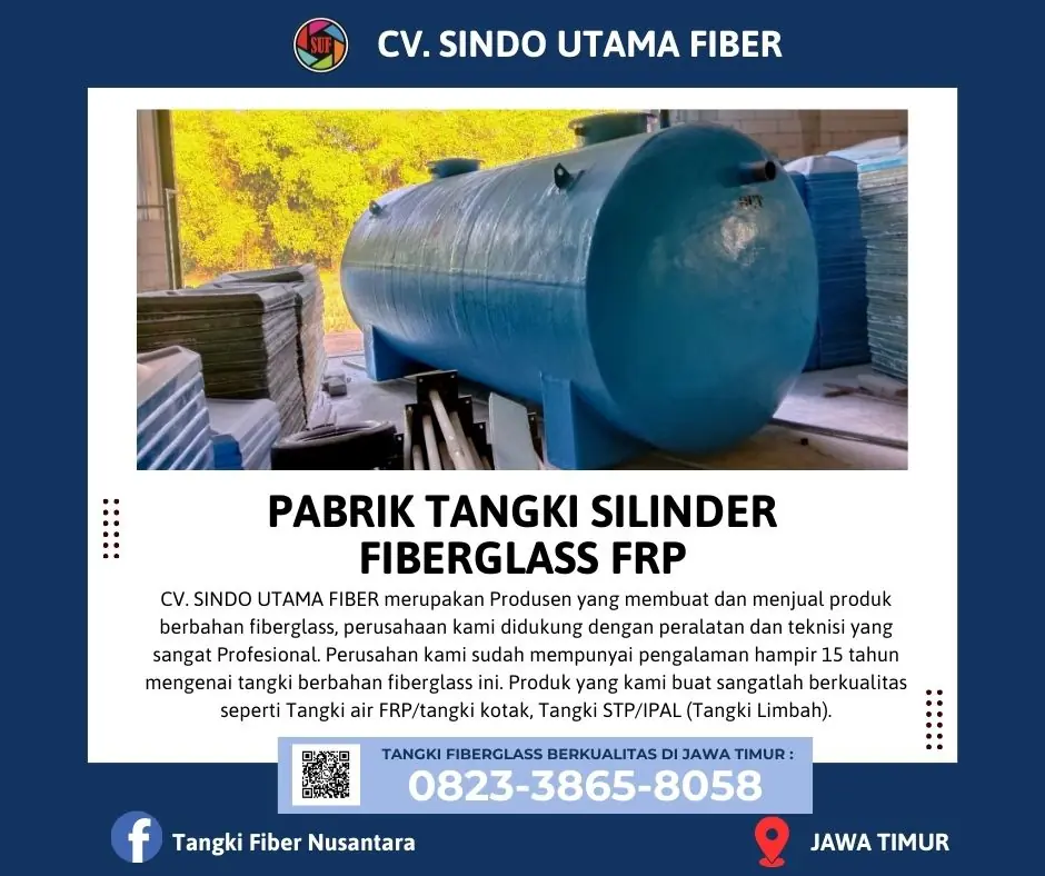 JUAL TANGKI SILINDER FIBERGLASS, TANGKI LIMBAH/IPAL di Jawa Timur