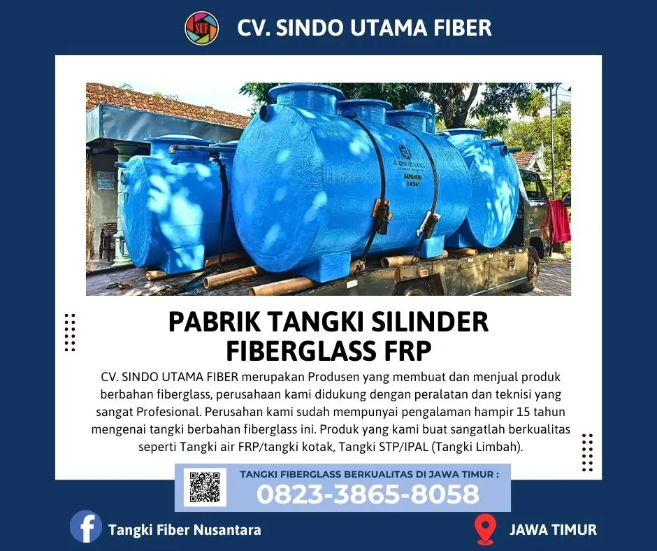 JUAL TANGKI SILINDER FIBERGLASS, TANGKI LIMBAH/IPAL di Jawa Timur