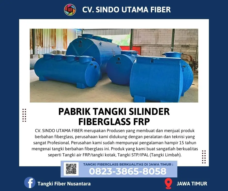 JUAL TANGKI SILINDER FIBERGLASS, TANGKI LIMBAH/IPAL di Jawa Timur