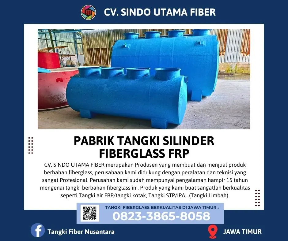 JUAL TANGKI SILINDER FIBERGLASS, TANGKI LIMBAH/IPAL di Jawa Timur
