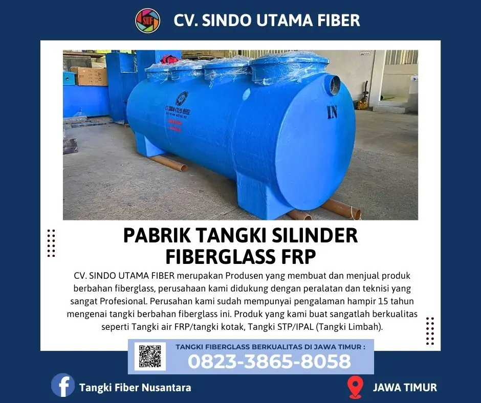 JUAL TANGKI SILINDER FIBERGLASS, TANGKI LIMBAH/IPAL di Jawa Timur