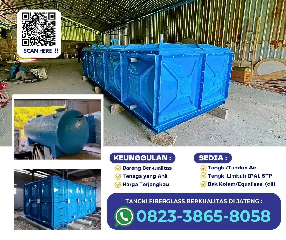 Pabrik Tangki Panel Fiberglass,Tangki Air Reservoir FRP di JAWA TENGAH