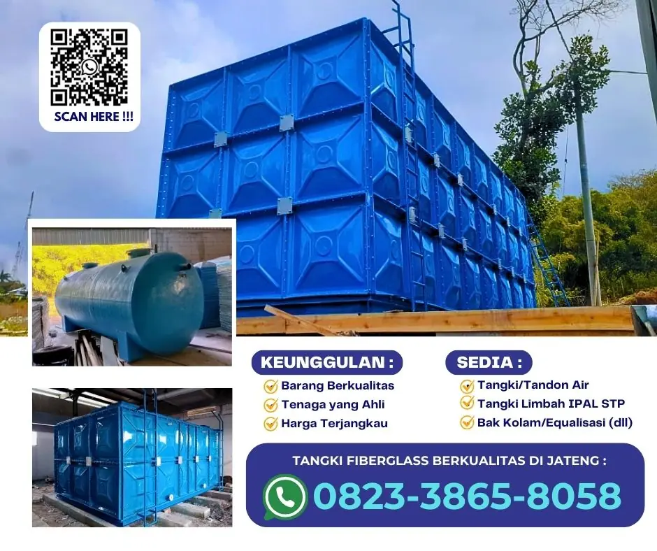 Pabrik Tangki Panel Fiberglass,Tangki Air Reservoir FRP di JAWA TENGAH