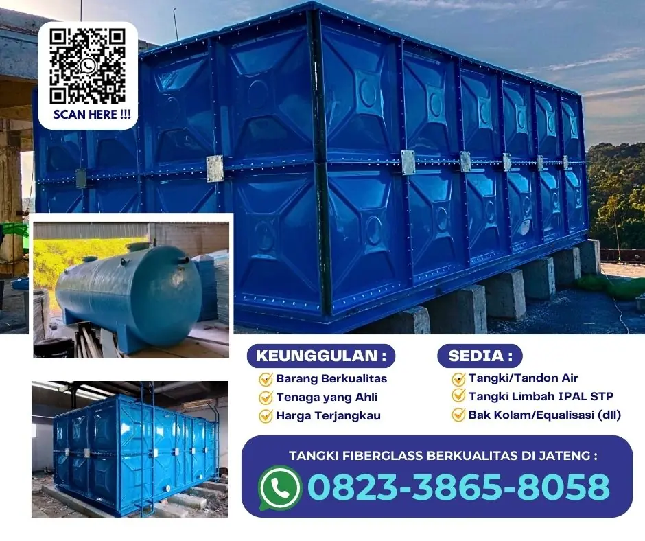 Pabrik Tangki Panel Fiberglass,Tangki Air Reservoir FRP di JAWA TENGAH