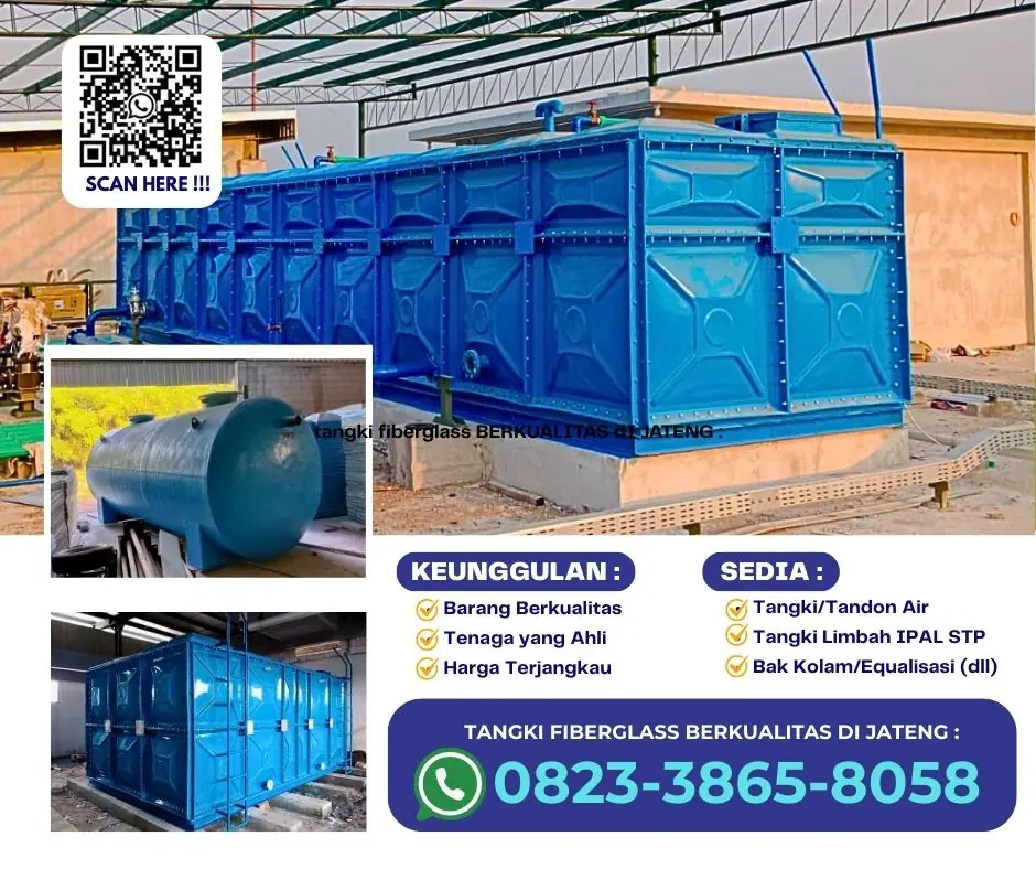 Pabrik Tangki Panel Fiberglass,Tangki Air Reservoir FRP di JAWA TENGAH