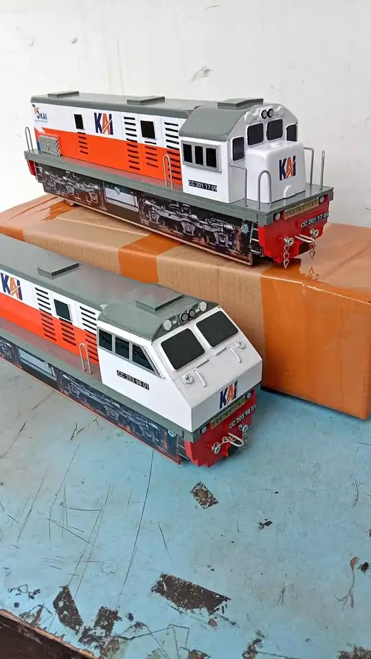 Lokomotif kereta api kayu mainan anak