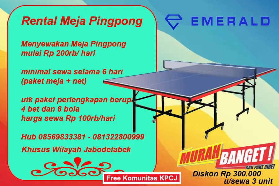 Rental sewa tenis meja pingpong murah