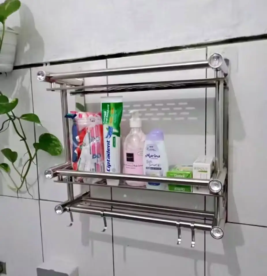Rak Sudut Kamar Mandi Dinding Minimalis Modern Elegan Murah