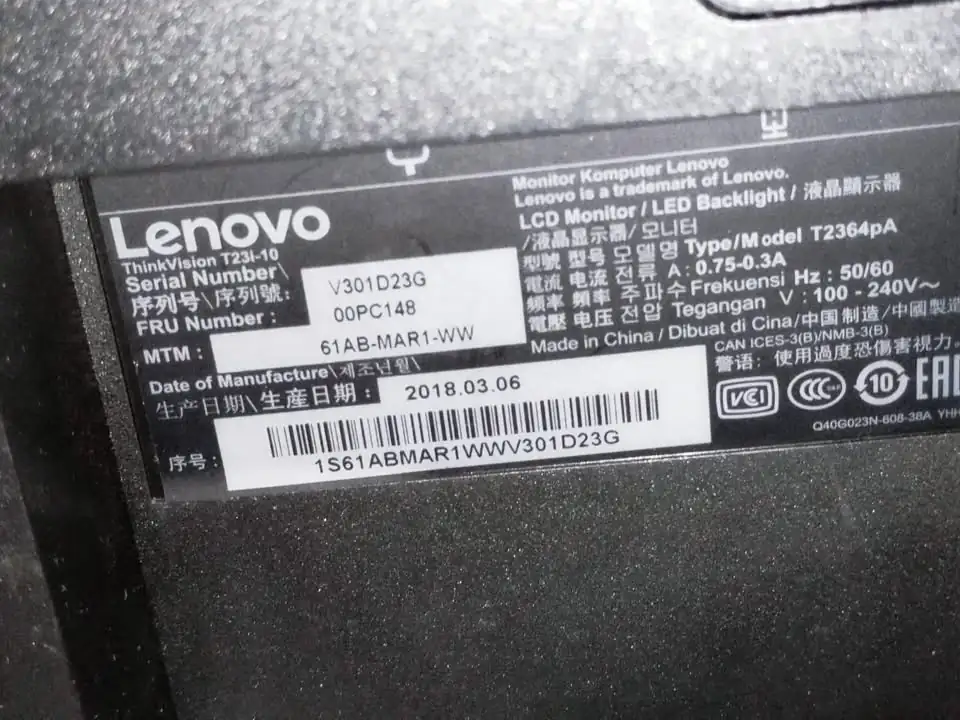 Monitor Lenovo 23″ Full HD Rotate Display Seri T2364Pa ThinkVision
