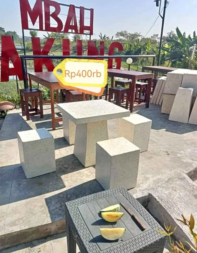 COD Meja cafe taman teras Bahan traso tahan cuaca