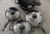 COD-Panci Set Serbaguna Teflon Marble 13 Pcs Cookware Set Tutup Kaca