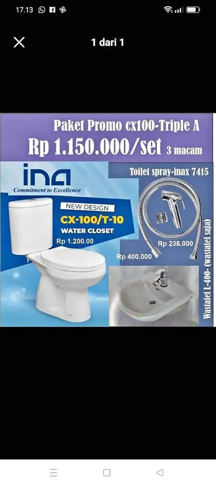 INA CX 100 Kloset Duduk + westafel