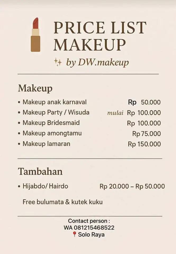 DW.makeup soloraya harga terjangkau