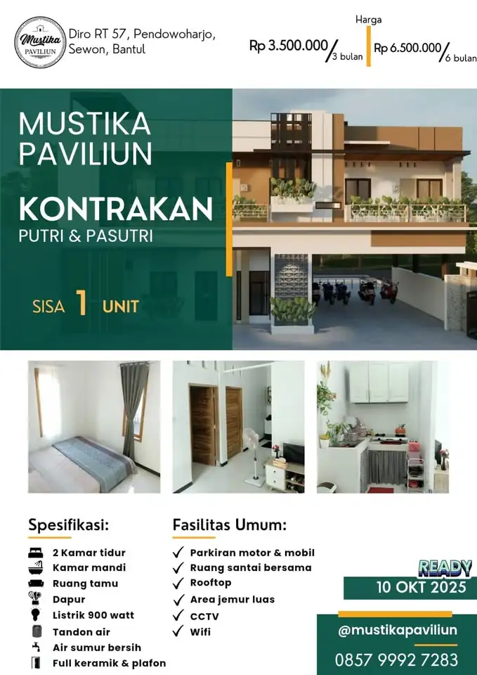 Rumah Kontrakan Paviliun SISA 1 UNIT