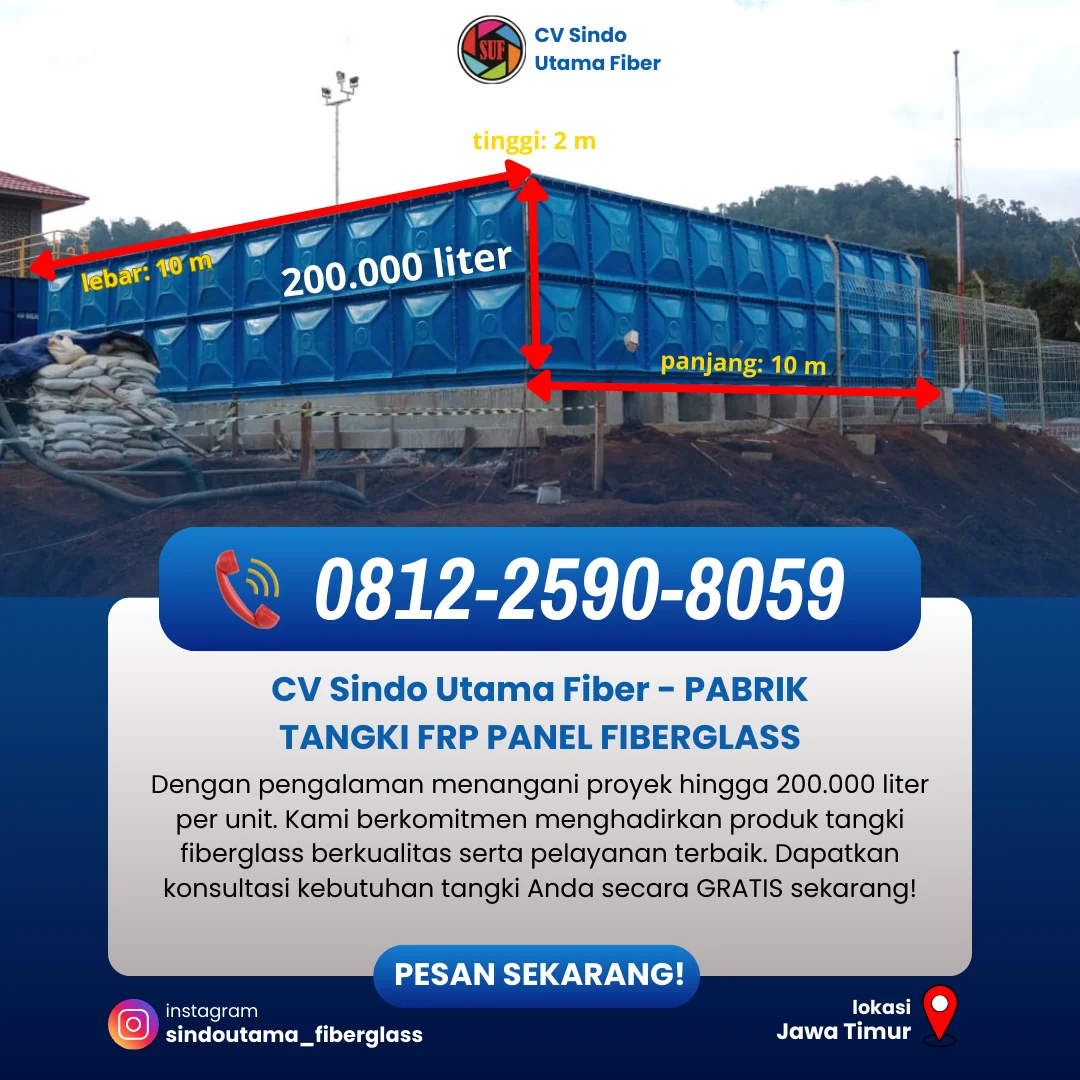 Penjual Tangki FRP Fiberglass Tahan Bocor dan Bergaransi di Jawa Timur