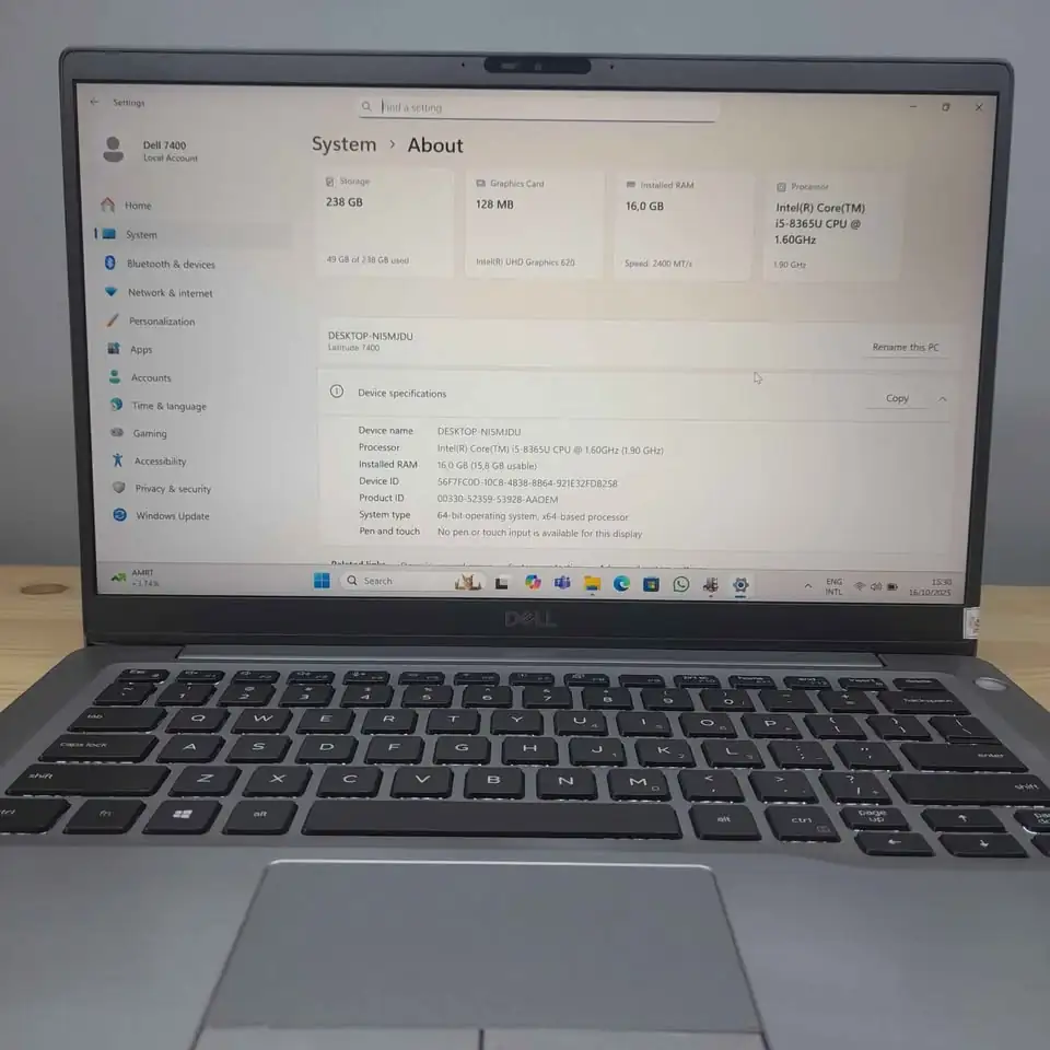 Laptop Second Dell Latitude 7400 Core i5 Ram 16Gb SSD 256Gb