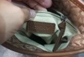 Tas sling bag canvas mix kulit asli dkny brown cokelat coklat