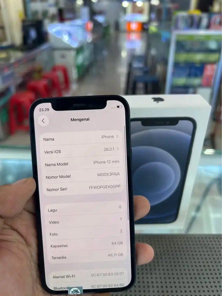Iphone 12 Mini 64 GB IBOX (Black) Mulus Fullset Joss😍