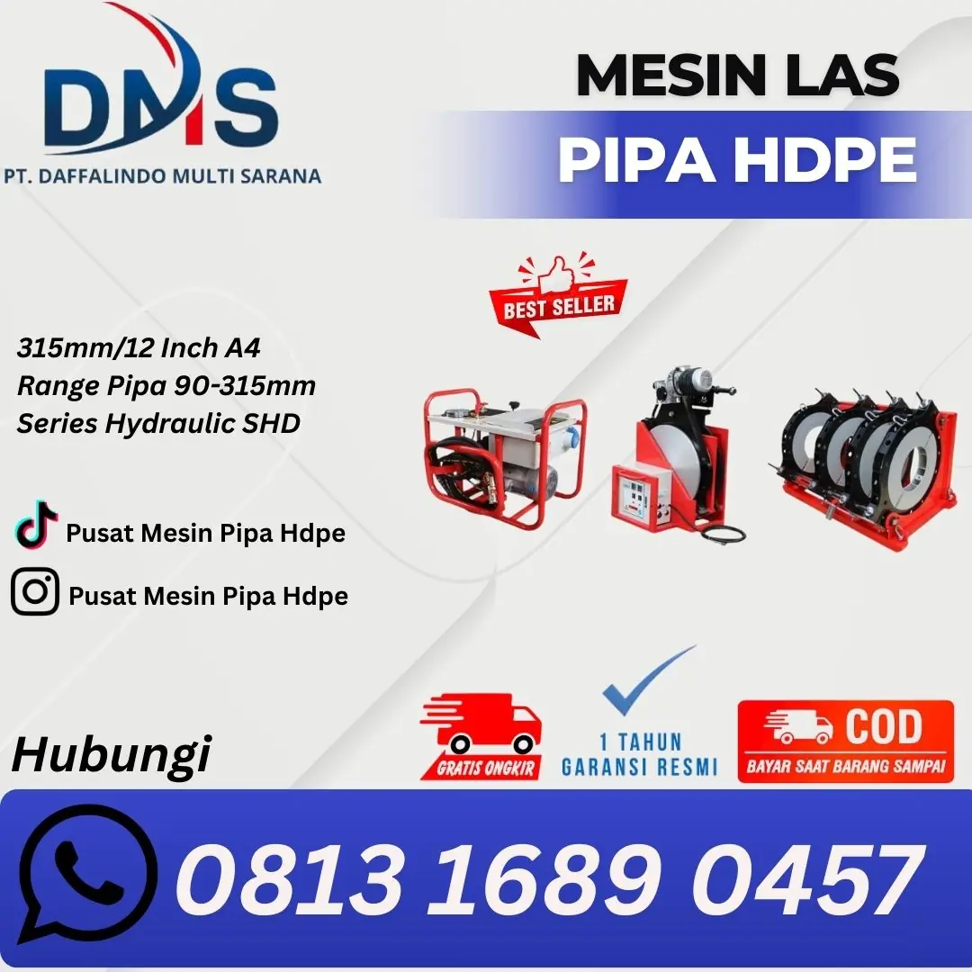 Jual Mesin Penyambung Pipa Hdpe UK 315mm (90-315mm) SHD Hydraulic