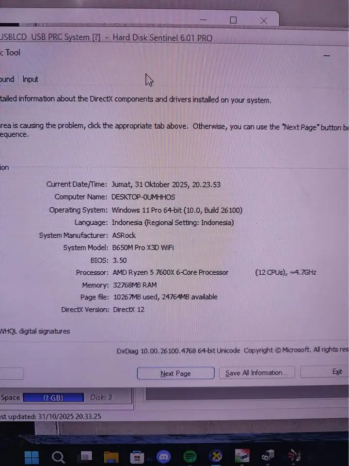 PC gaming Ryzen 5 7600X + RTX 5060Ti 16gb