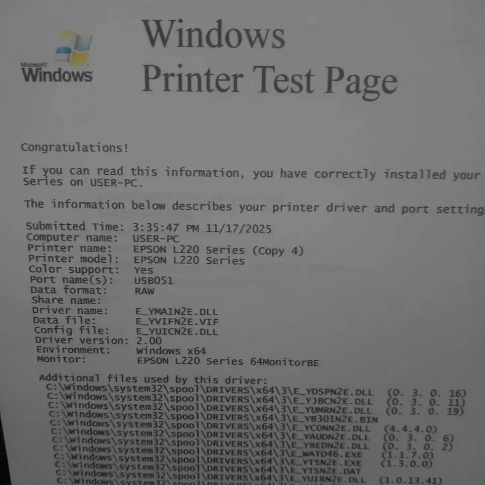 Printer Epson L220 scan copy print