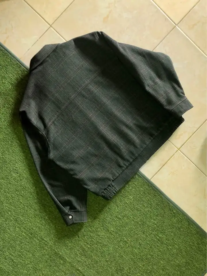 Casual wool plaid green jacket