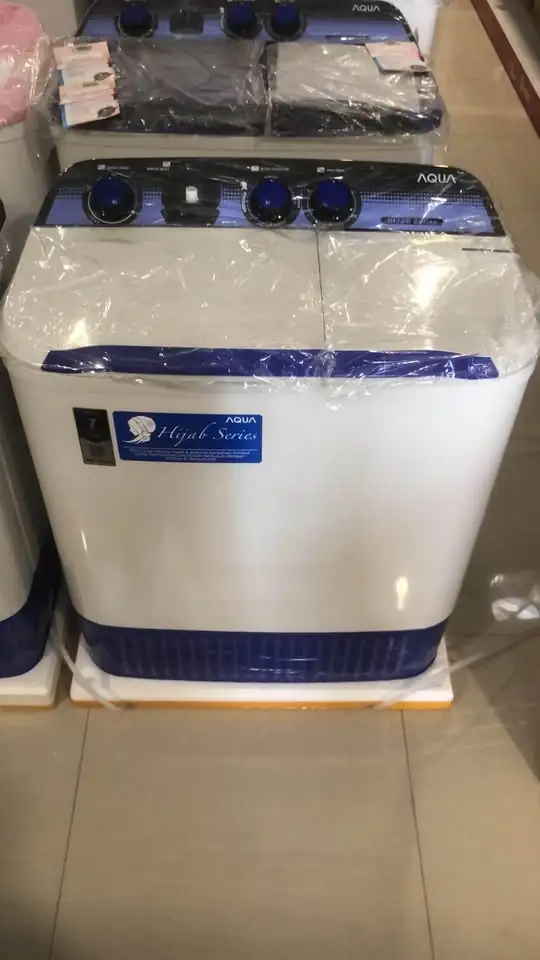 PROMO CUCI GUDANG MESIN CUCI 1 DAN 2 TABUNG MERK AQUA JAPAN DAN POLYTR