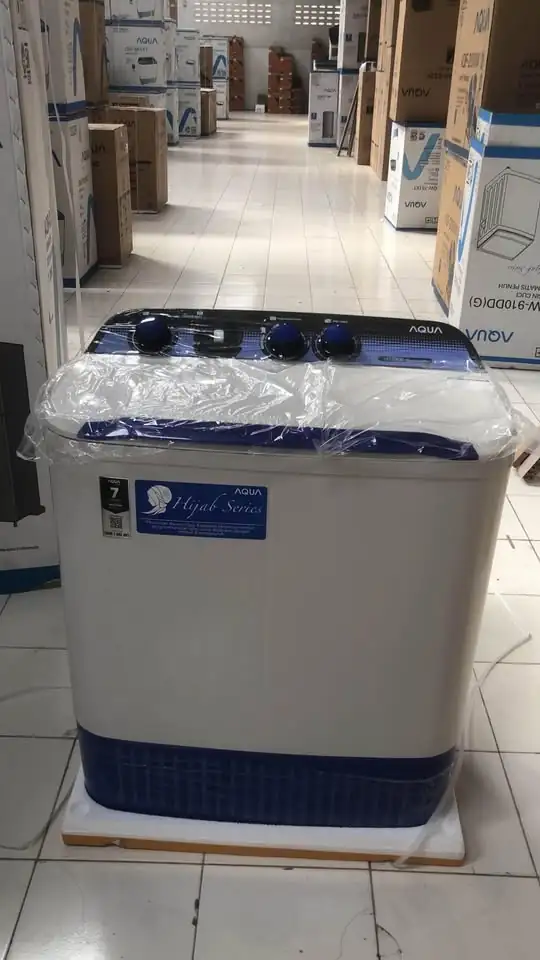 PROMO CUCI GUDANG MESIN CUCI 1 DAN 2 TABUNG MERK AQUA JAPAN DAN POLYTR
