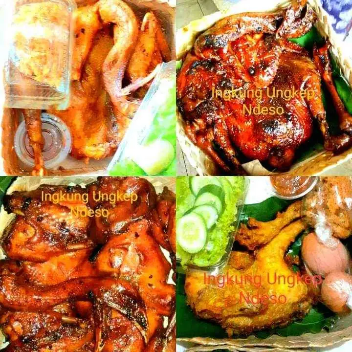Ingkung ungkep ayam areh, goreng dan bakar