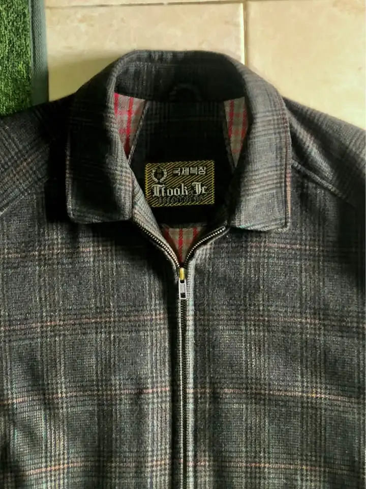 Casual wool plaid green jacket
