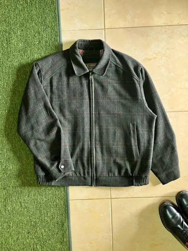 Casual wool plaid green jacket