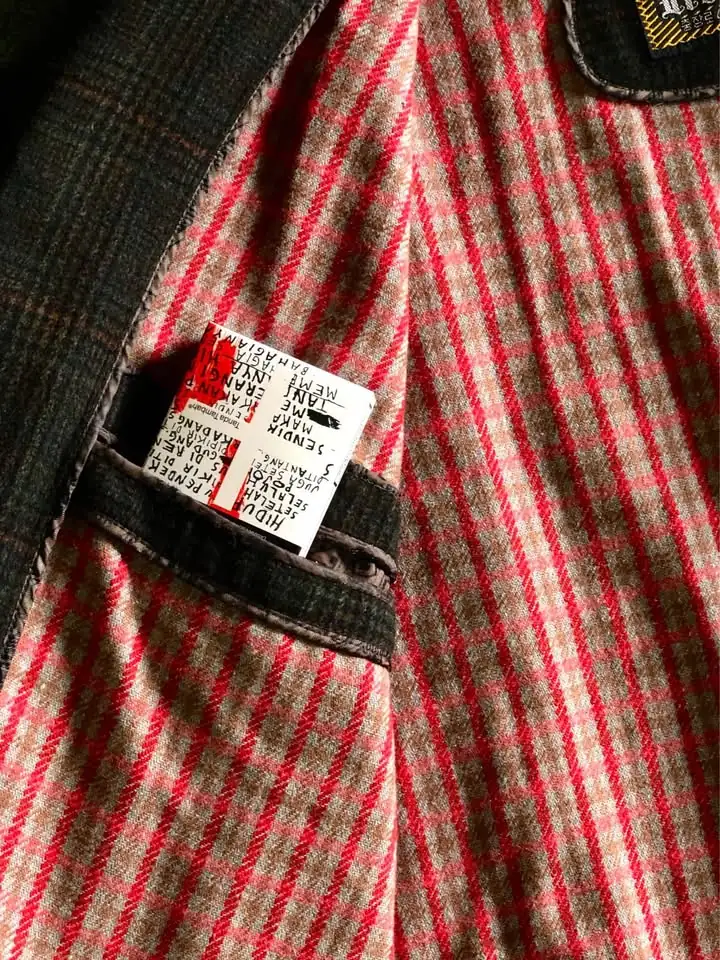 Casual wool plaid green jacket