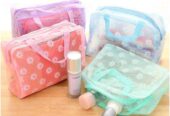 Plastik Transparant Anti Air Motif Bunga Pouch Make Up Waterproof