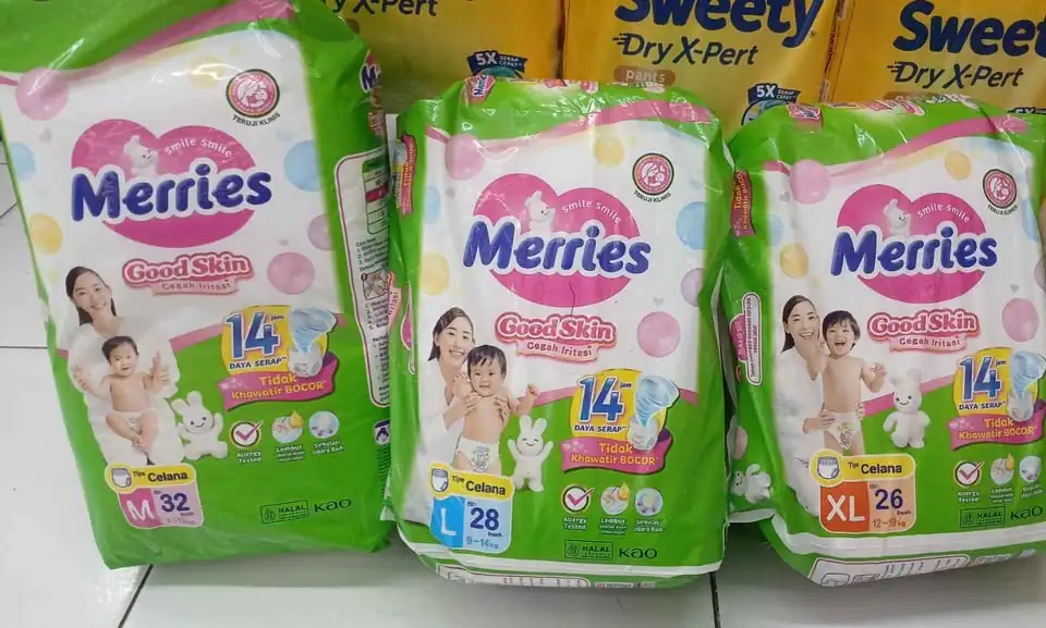 Merries hrg dlosorrr Rp0 · Stok Ada