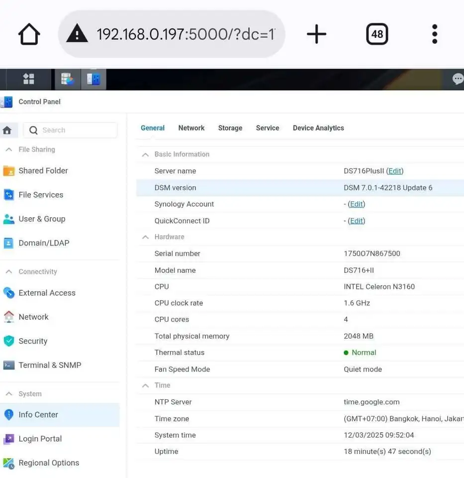 Server Nas Synology DS716+II Diskstation 2Bay